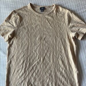 H&M Men's Light Brown Textured Short Sleeve Tee